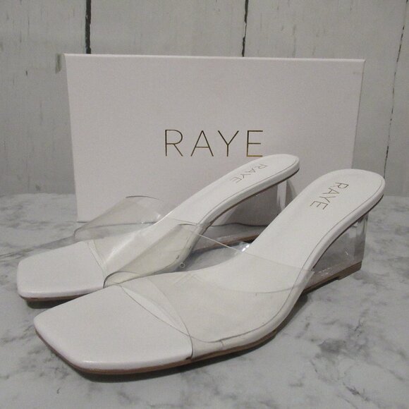 RAYE Shoes - Raye Ani Wedge Sandals Clear White Lucite Revolve